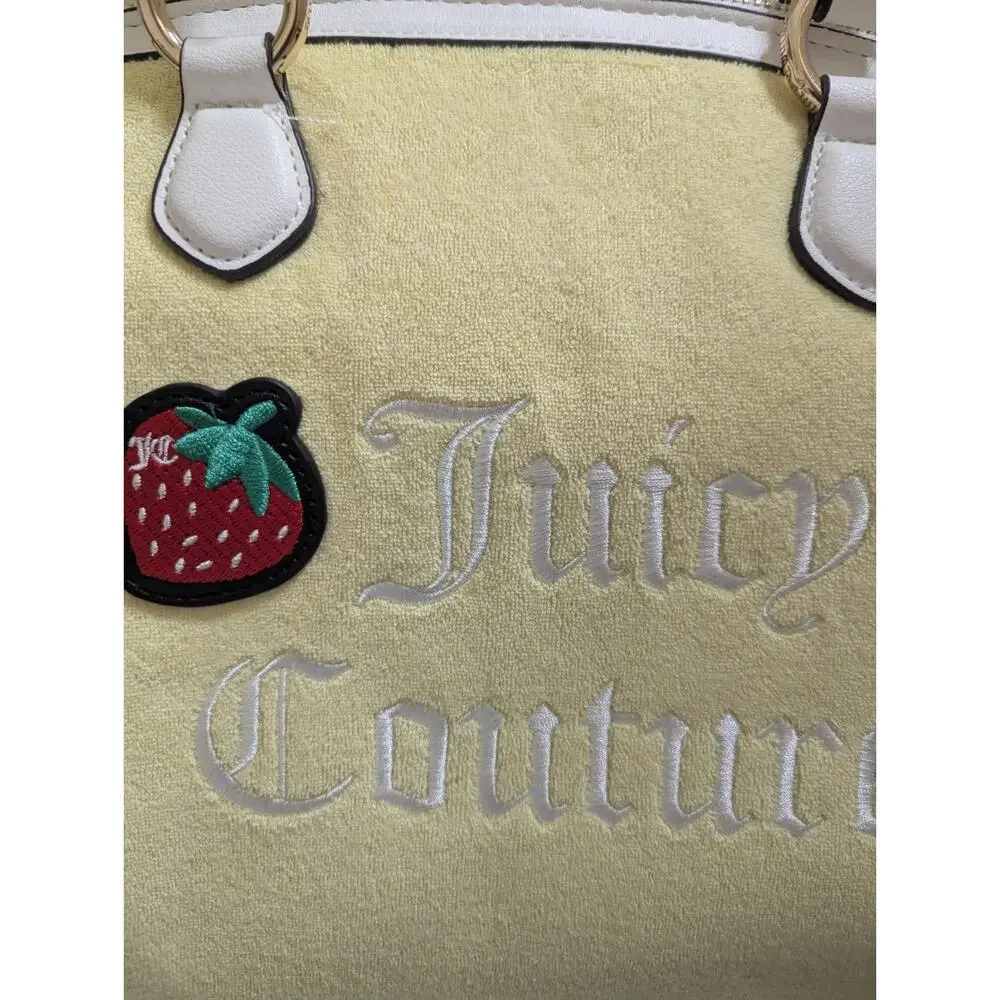 Juicy Couture Sweet N Juicy Apple Tote Yellow Terry Strawberry Bag Purse New